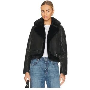 BlankNYC 2-in-1 Vegan Leather Moto Jacket S Detachable Faux Fur Vest Black